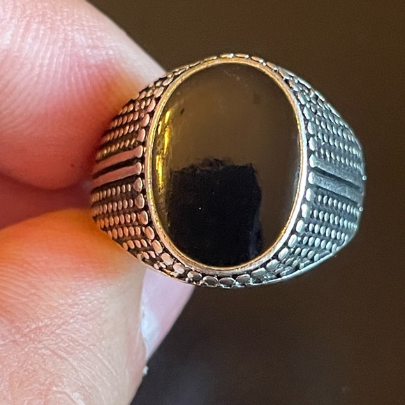 very cool black obsidian S925 silver ring - Picture 5 of 9